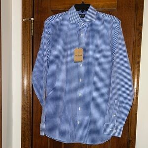 NWT The Tie Bar Blue Gingham Dress Shirt